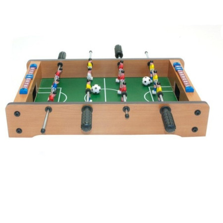 Mini Masa de Fotbal cu Teren si 12 Jucatori Flippy, 4 Manere, cu Tablou pentru Scor, din Metal, Lemn si ABS, 34.5 x 23 x 7 cm, pentru copii/adulti