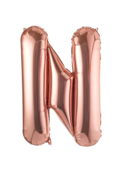 Balon Folie Metalizata Litera N, Flippy, 100 cm, Umflati cu Heliu sau Aer, Ambalaj Individual, Pai inclus, Rose Gold