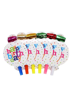 Set 6 Suflatori Happy Birthday, Flippy, pentru Petrecere, Multicolor