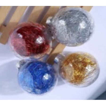 Set 6 globulete multicolor transparent cu sclipici in interior - glitter - 8cm