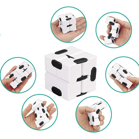 Cub antistres, Fidget Toy, Infinity Magic Cube, Alb, 4x4x4 cm