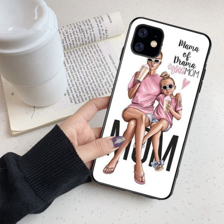 Husa protectie Flippy compatibila cu Huawei P30 Lite Glass print Mama of Drama Multicolor