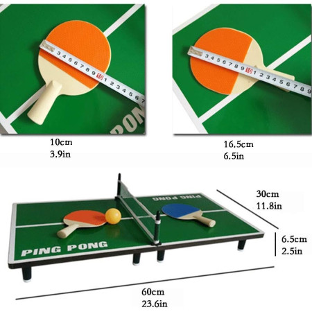 Mini Masa de Ping Pong Flippy, pentru interior, Material Lemn, 60 x 10 x 30 cm, 2 mingi, portabila, verde