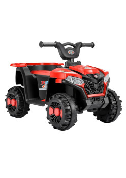 Masinuta Electrica Flippy, pe 4 Roti, Tip ATV, cu Acumulator, Sistem Anti-Rasturnare, Sistem de Lumini si Sunet, 2-5 Ani, 70 x 43 x 48 cm, Rosu