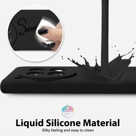 Husa de Protectie, Flippy, pentru OnePlus 12 5G, Liquid Silicone, cu Microfibra pe Interior, Protectie Antisoc, Compatibil Incarcare Wireless, Negru