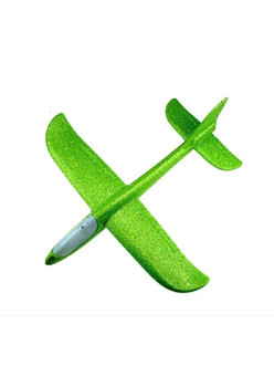 Avion planor din polistiren in punga , lungime 47 cm , Verde, cu lumini pe cap, Flippy