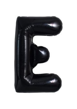 Balon Folie Metalizata Litera E, Flippy, 40 cm, Umflati cu Heliu sau Aer, Ambalaj Individual, Pai inclus, Negru