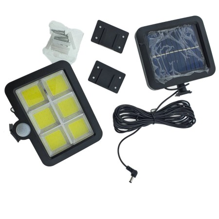 Lampa Solara LED 120 COB, Flippy, 6 Grile, Senzor de Lumina si Miscare, Lungime Cablu 4.8 m, Lumina Alba