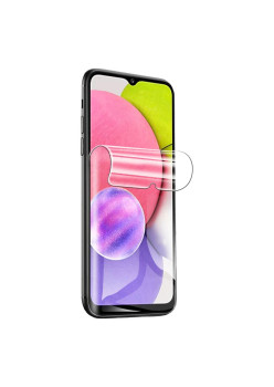 Folie de Protectie compatibila cu Samsung Galaxy A03S, Flexible, Silicon, Protectie Completa,Instalare usoara, Full Glue,Hydrogel HTPMAG®, Transparenta