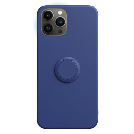 Husa Soft Liquid compatibila cu Apple iPhone 14 Pro Max, interior cu piele Alcantara, 360° Inel Rotativ cu Magnet Auto, Albastru