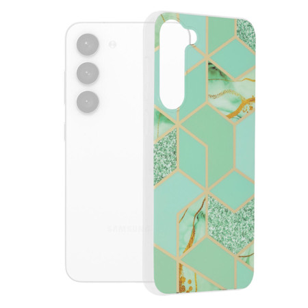 Husa compatibila cu Samsung Galaxy S23 Plus, Marble Floral, Verde