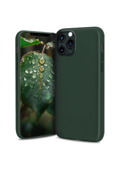 Husa din silicon premium, Moozy, pentru iPhone 13 Pro Max, Verde inchis, interior din microfibra