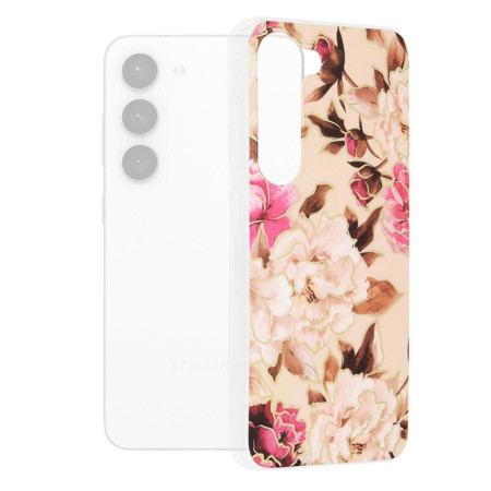 Husa compatibila cu Samsung Galaxy S23, Marble Floral, Nude