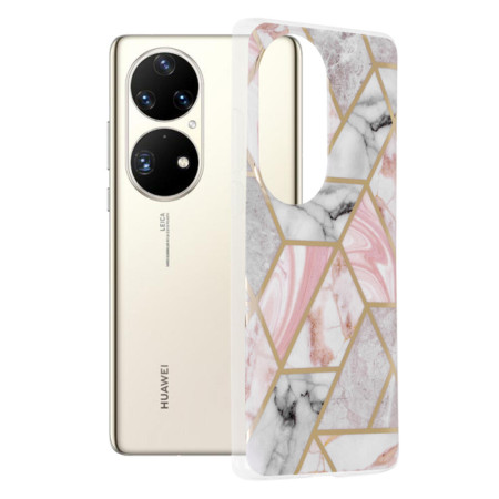 Husa compatibila cu Huawei P50 Pro, Abstract Marble, Hex Fashion, Pink