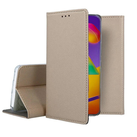 Husa pentru Samsung Galaxy A12 Flip On Smart Magnet, Gold