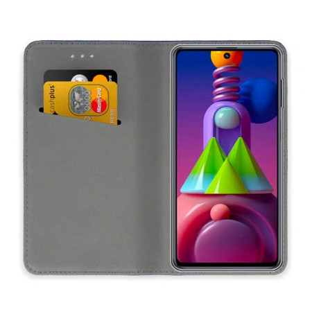 Husa Carte Smart cu Inchidere Magnetica pentru Samsung Galaxy M51, Auriu