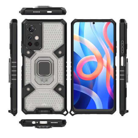 Husa compatibila cu Xiaomi Poco M4 Pro 5G/ Xiaomi Redmi Note 11, Optim Ring Inel Rotativ Magnetic, Ultra Care, Hexa Honeycomb HTPMAG, Black