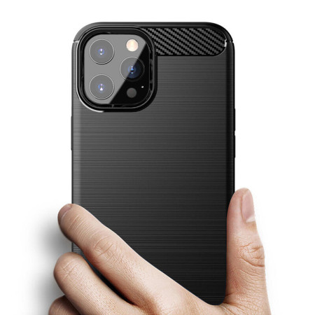 Husa compatibila cu Apple iPhone 14 Pro TPU Carbon, Negru