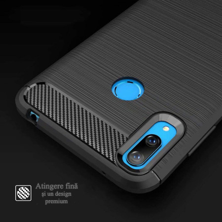 Husa Premium Carbon Armour Protection, Ultra Slim pentru Huawei Y7 2019, Black