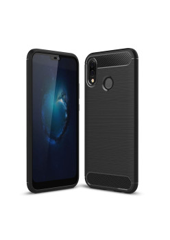 Husa de telefon Carbon Premium Protect , Huawei P20 Lite, 6 nivele de protectie, Finisaj metalic, Slim, Negru