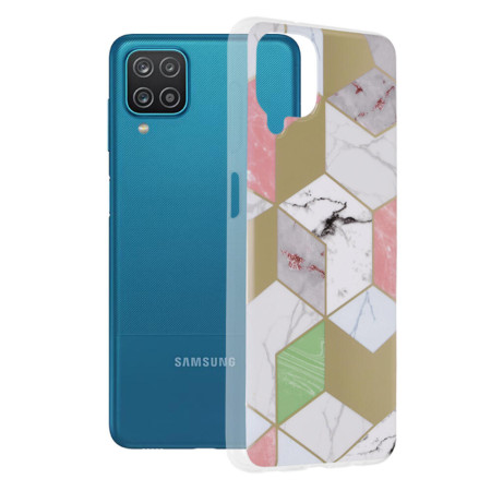 Husa compatibila cu Samsung Galaxy A12, Abstract Marble, Hex Fashion, Mov
