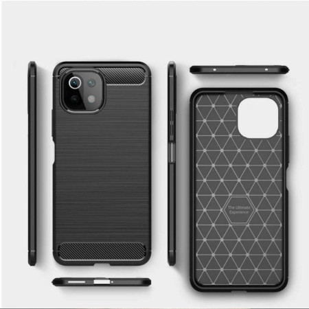 Husa Antisoc Carbon compatibila cu Xiaomi Mi 11 Lite/Mi 11 Lite 5G, Black