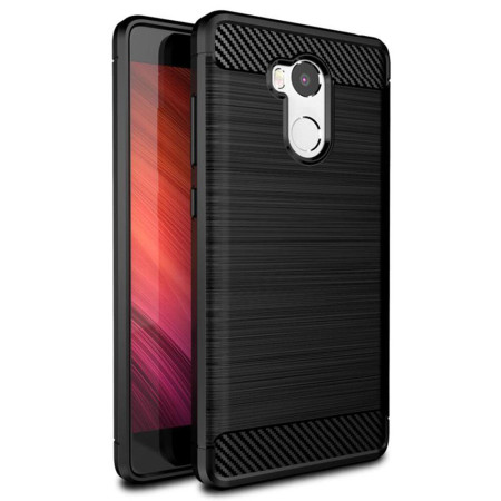 Husa de telefon Carbon Premium Protect, Xiaomi Redmi 4 , 6 nivele de protectie, Finisaj metalic, Slim, Black