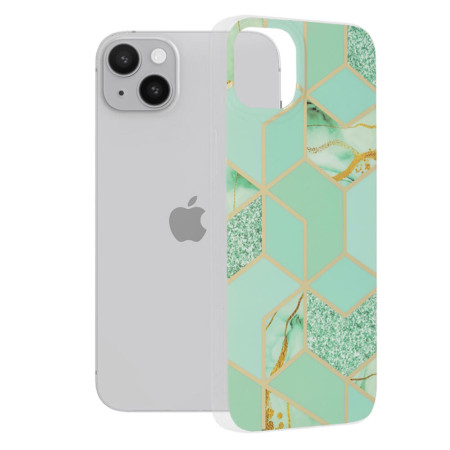 Husa compatibila cu Apple iPhone 14 Plus, Marble Floral, Verde