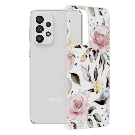 Husa compatibila cu Samsung Galaxy A33 5G, Marble Floral, Alb