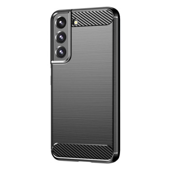 Husa Carbon Fiber compatibila cu Samsung Galaxy S22, Flexibila, HTPMAG Protect, Black