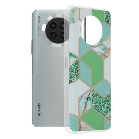 Husa compatibila cu Huawei Nova 8i, Abstract Marble, Hex Fashion, Green