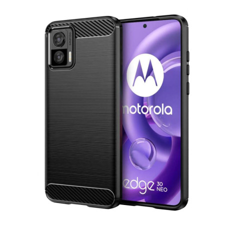 Husa Carbon Fiber compatibila cu Motorola Edge 30 Neo, Flexibila, HTPMAG Protect 421.21, Black