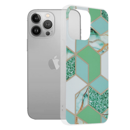 Husa compatibila cu iPhone 13 Pro, Abstract Marble, Hex Fashion, Verde