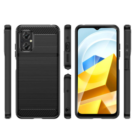 Husa Carbon Fiber compatibila cu Xiaomi Poco M5, Flexibila, HTPMAG Protect 421.21, Black