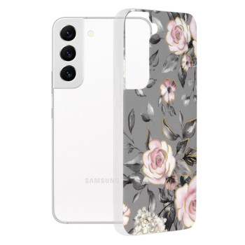 Husa Marble Flower pentru Samsung Galaxy S22, Slim IOA, Grey