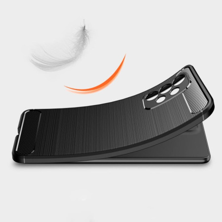 Husa Carbon Fiber compatibila cu Samsung Galaxy A73 5G, Flexibila, HTPMAG Protect, Black