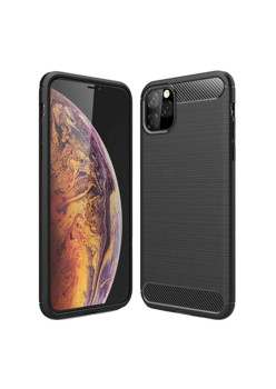 Husa de telefon de tip Carbon, Premium Protect, Armor, Apple iPhone 11 Pro Max / XI Pro Max, Finisaj metalic, Negru