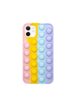 Husa compatibila cu Apple iPhone 11, Interactiv POP IT, Push Bubble Antisoc, Jucarie Antistres, Flexible, Rainbow, Multicolor