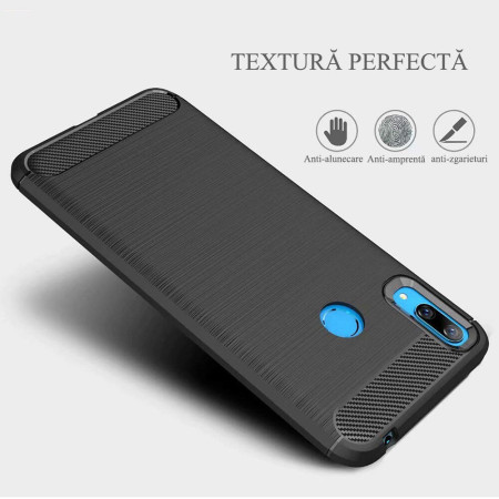 Husa Premium Carbon Armour Protection, Ultra Slim pentru Huawei Y7 2019, Black