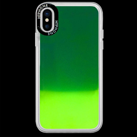 Husa Neon Htphone compatibila cu Apple iPhone X/XS, Blue Glow In The Dark