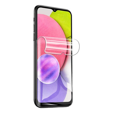 Folie de Protectie compatibila cu Samsung Galaxy A03S, Flexible, Silicon, Protectie Completa,Instalare usoara, Full Glue,Hydrogel HTPMAG®, Transparenta