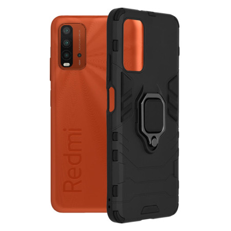 Husa compatibila cu Xiaomi Redmi 9T, Inel rotativ si Magnet integrat, Brave Armor, Negru