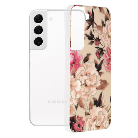 Husa Marble Flower pentru Samsung Galaxy S22, Slim IOA, Nude