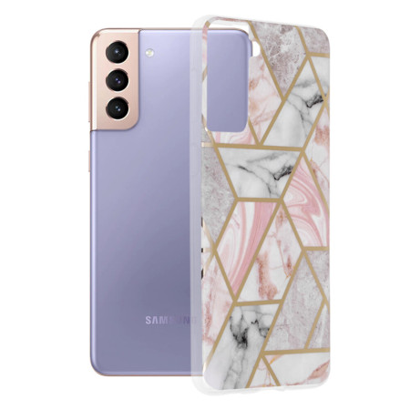 Husa compatibila cu Samsung Galaxy S21 Plus, Abstract Marble, Hex Fashion, Pink