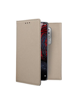 Husa Flip Cover Smart Magnet pentru Nokia 3.1 2018, Folie de sticla cadou, Auriu