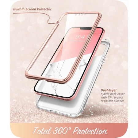 Husa Cosmo compatibila cu iPhone 13 Pro, cu folie inclusa,360, Marble