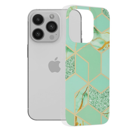 Husa compatibila cu Apple iPhone 14 Pro, Marble Floral, Verde