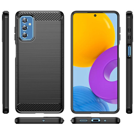 Husa Carbon Fiber compatibila cu Samsung Galaxy M52 5G, Flexibila, HTPMAG Protect 421.21, Black