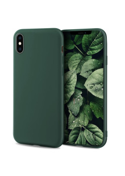 Husa pentru telefon, Moozy, pentru iPhone X / XS, Verde inchis, Silicon