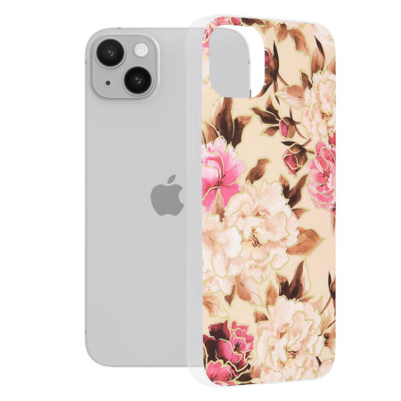 Husa compatibila cu Apple iPhone 14 Plus, Marble Floral, Nude